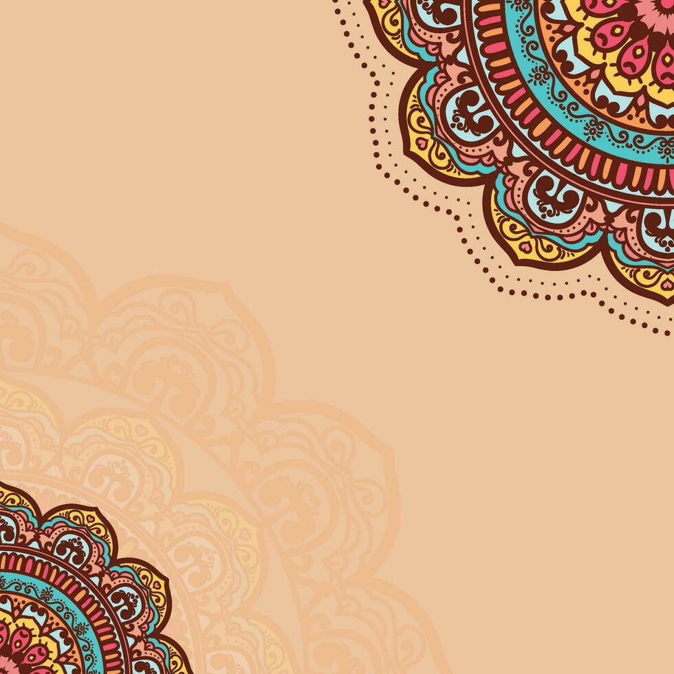 Decorative Ethnic Mandala Ornament Border with Cream Color Background vector