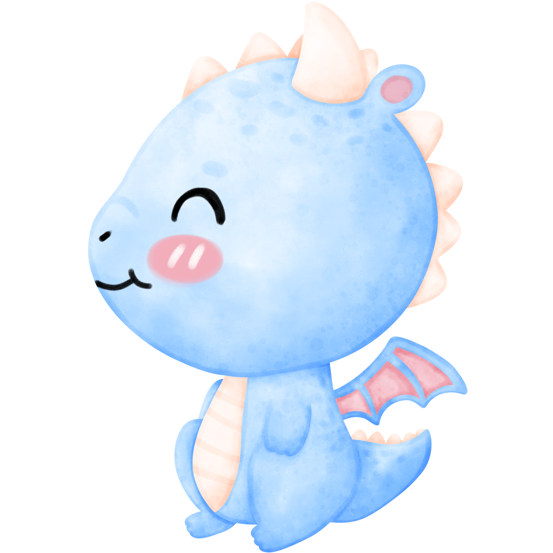 Cute Blue Dragon, Blue Dragon, Dragon illustration, watercolor Dragon