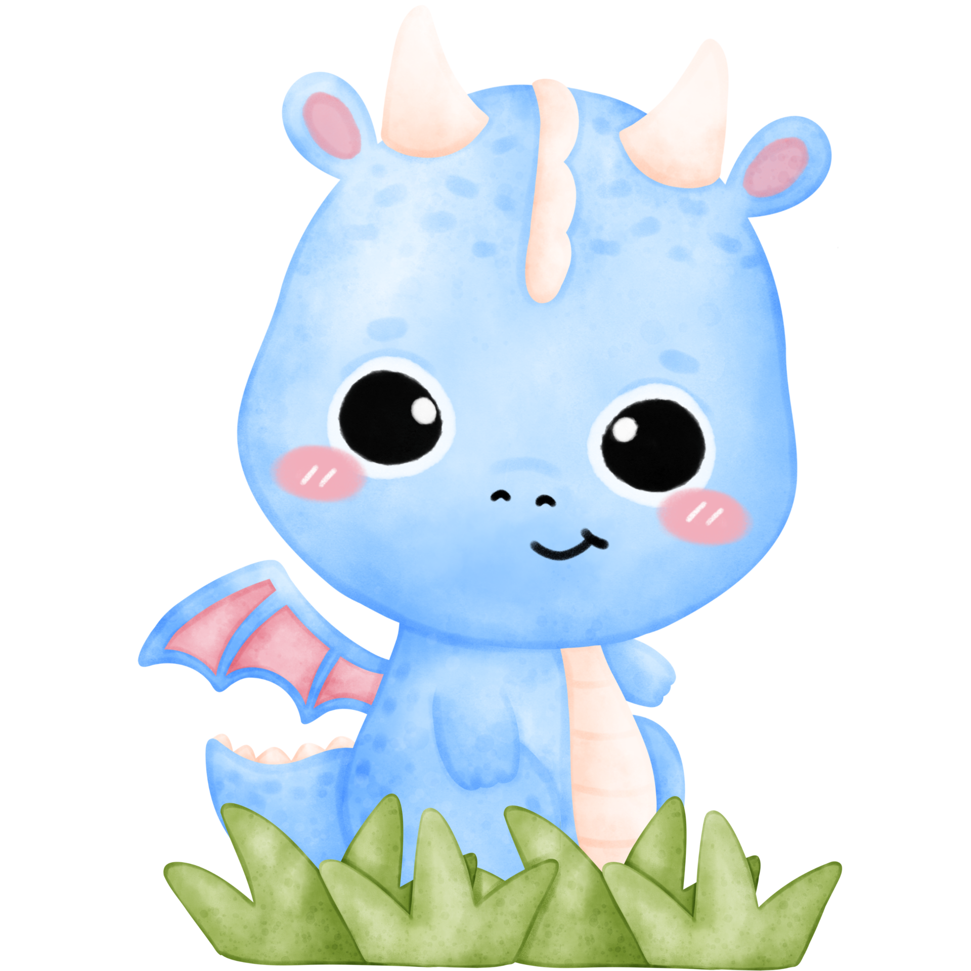Cute Blue Dragon, Blue Dragon, Dragon illustration, watercolor Dragon