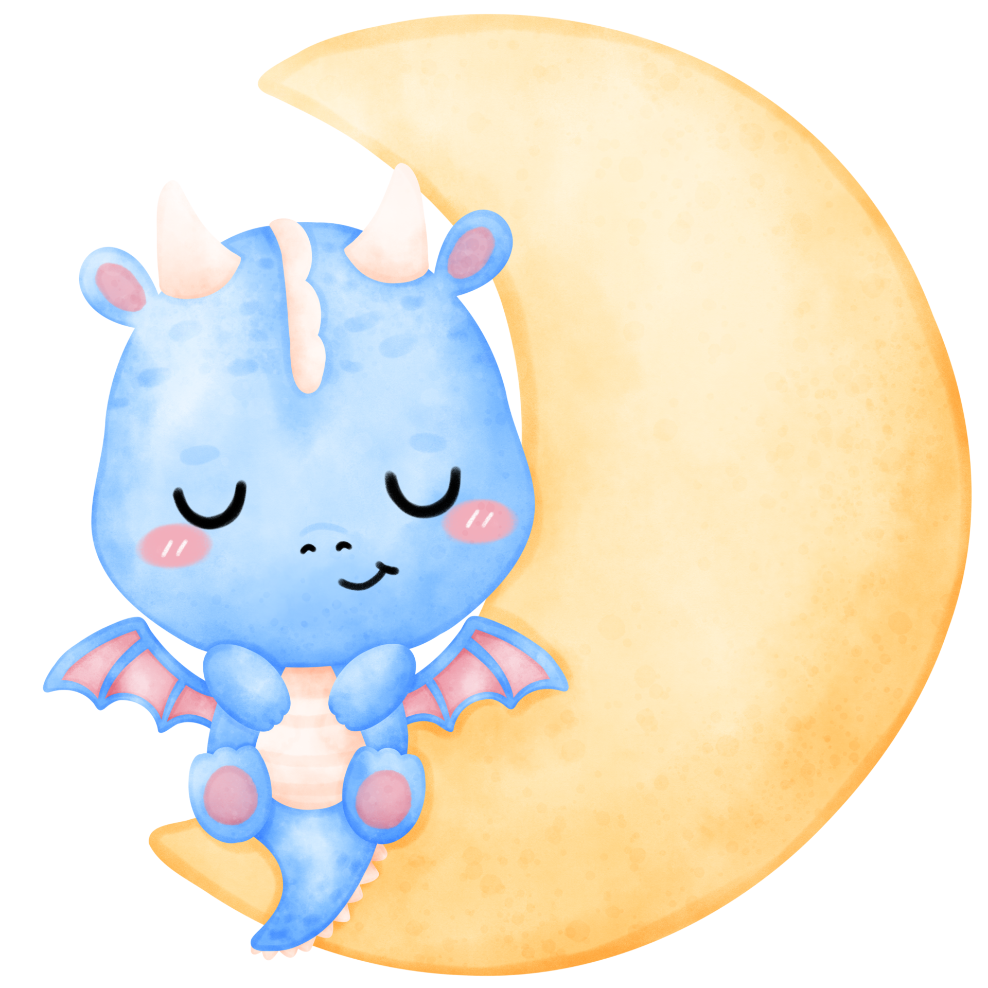 Cute Blue Dragon, Blue Dragon, Dragon illustration, watercolor Dragon