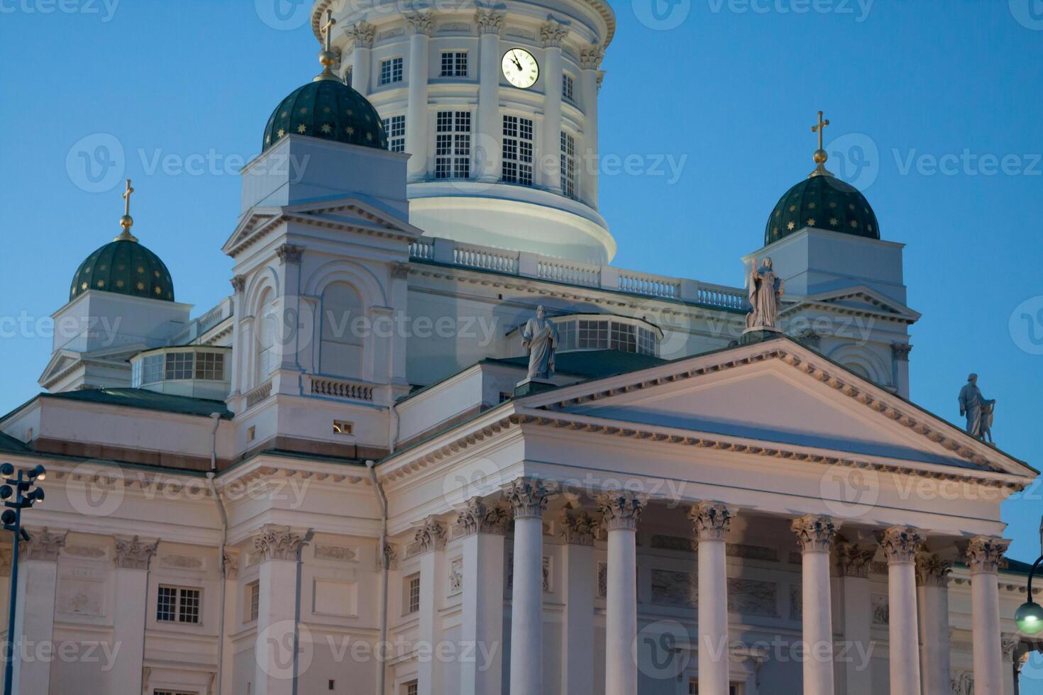 Beautiful Finnish capital Helsinki summer skyline view with saint nicholas cathedral photo