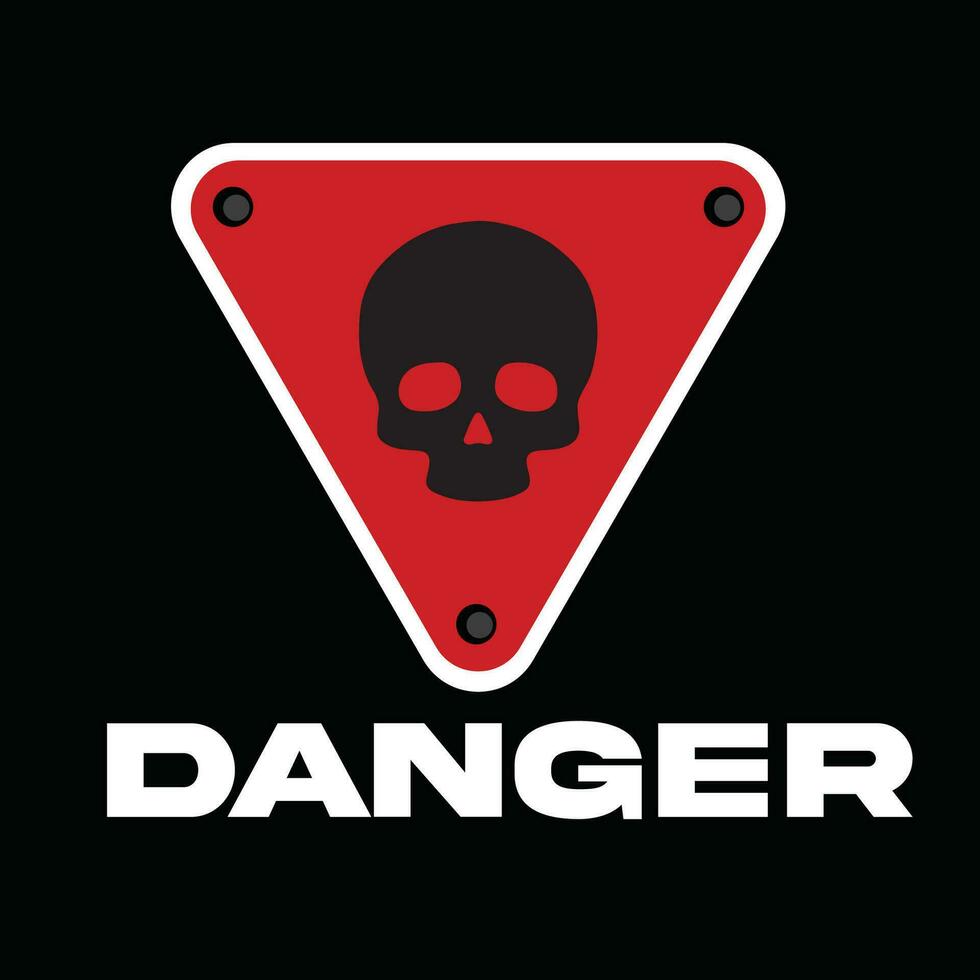 triangle skull head danger sign vector