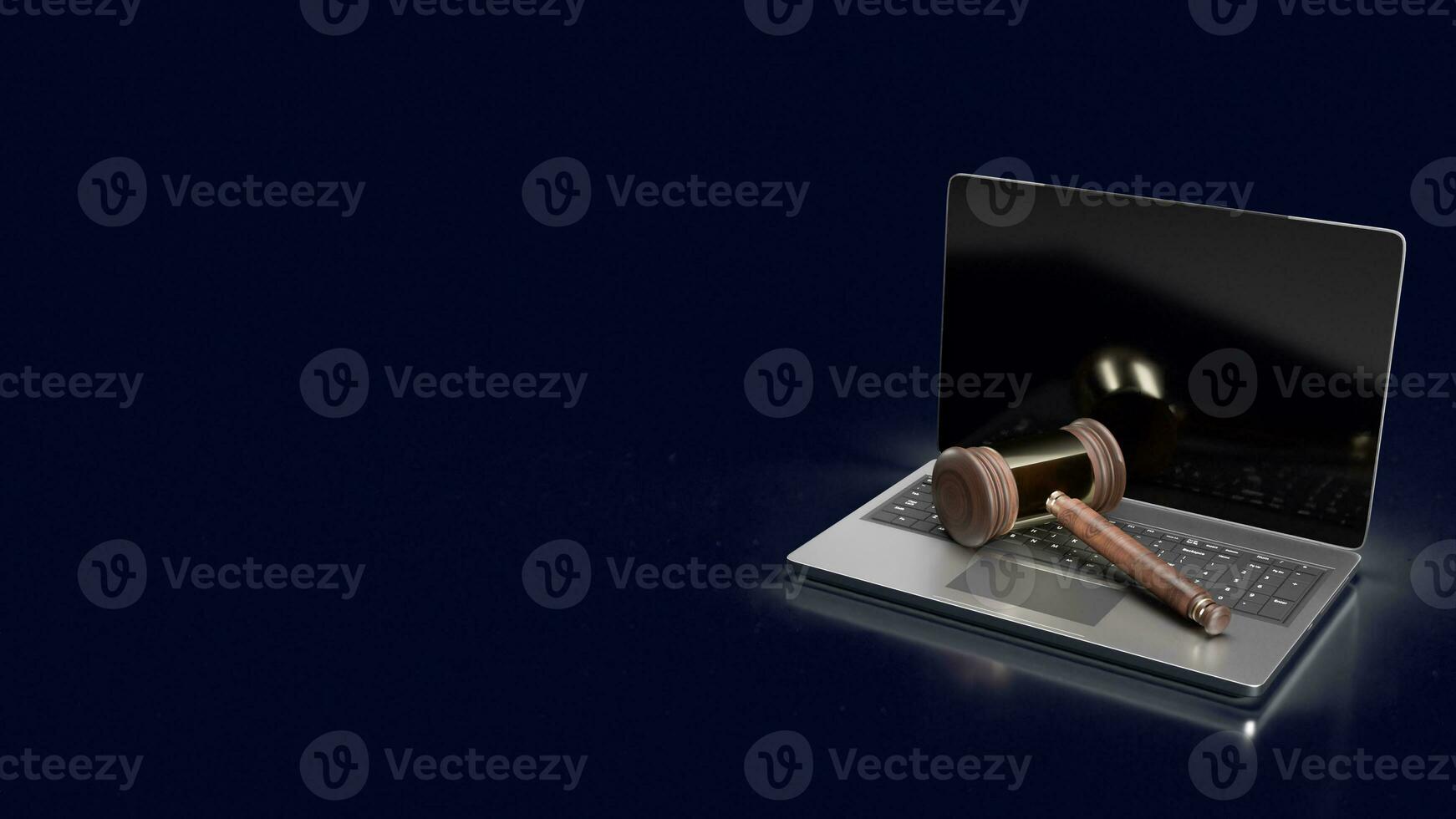 The hammer on notebook for law concept 3d rendering photo