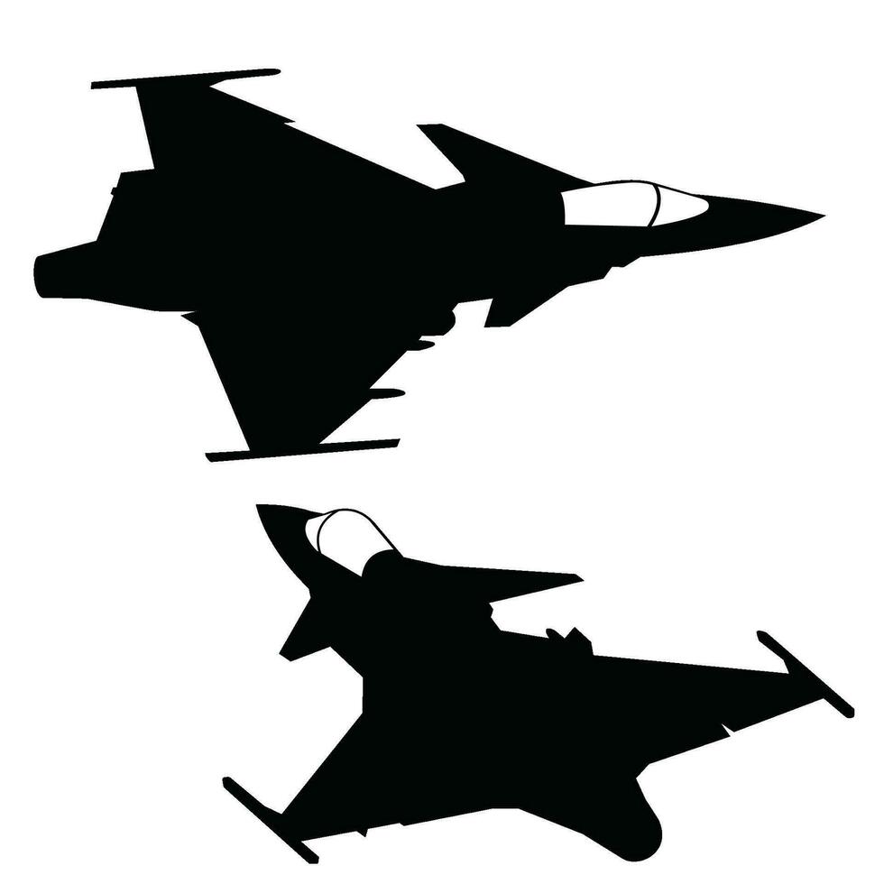 gripen jet figter silhouette set vector