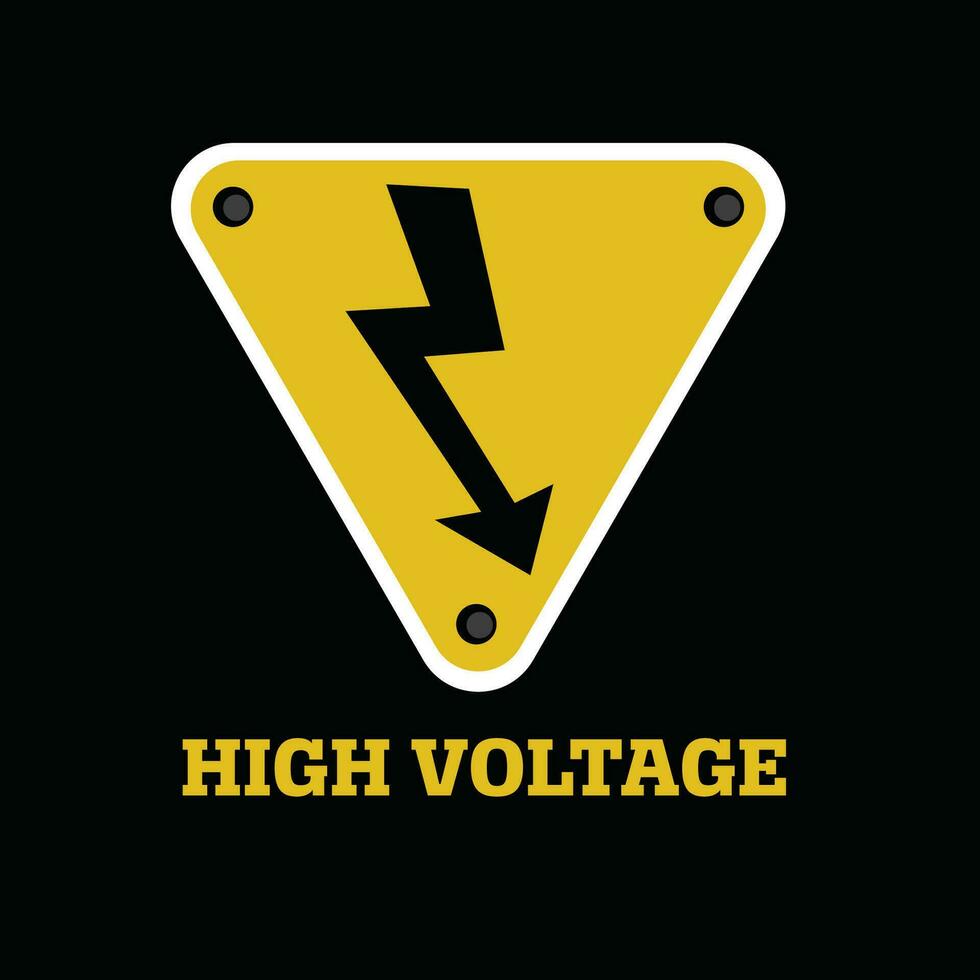 high voltage triangle lightning symbol vector
