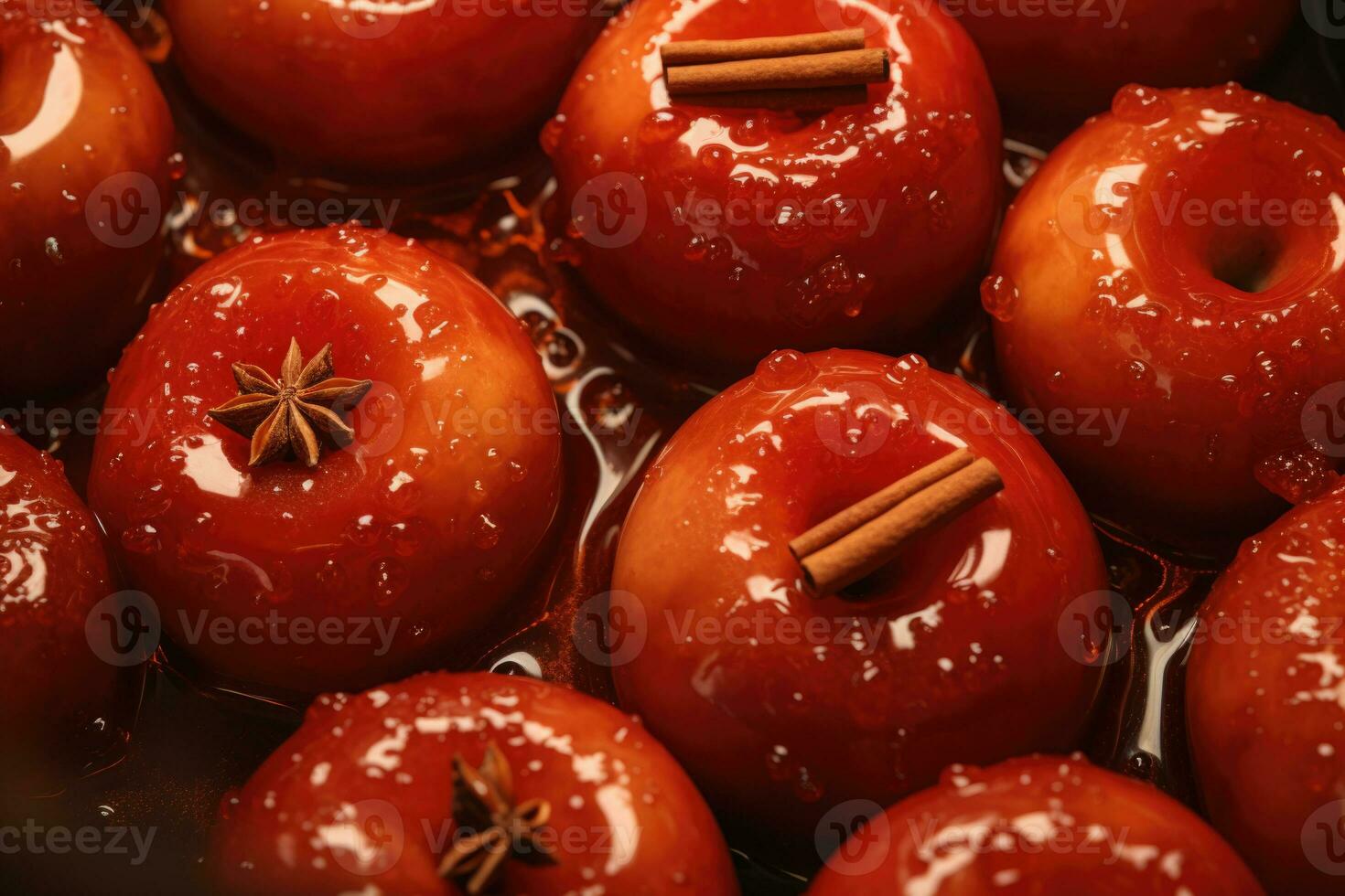Caramelized apples with cinnamon. AI generated photo