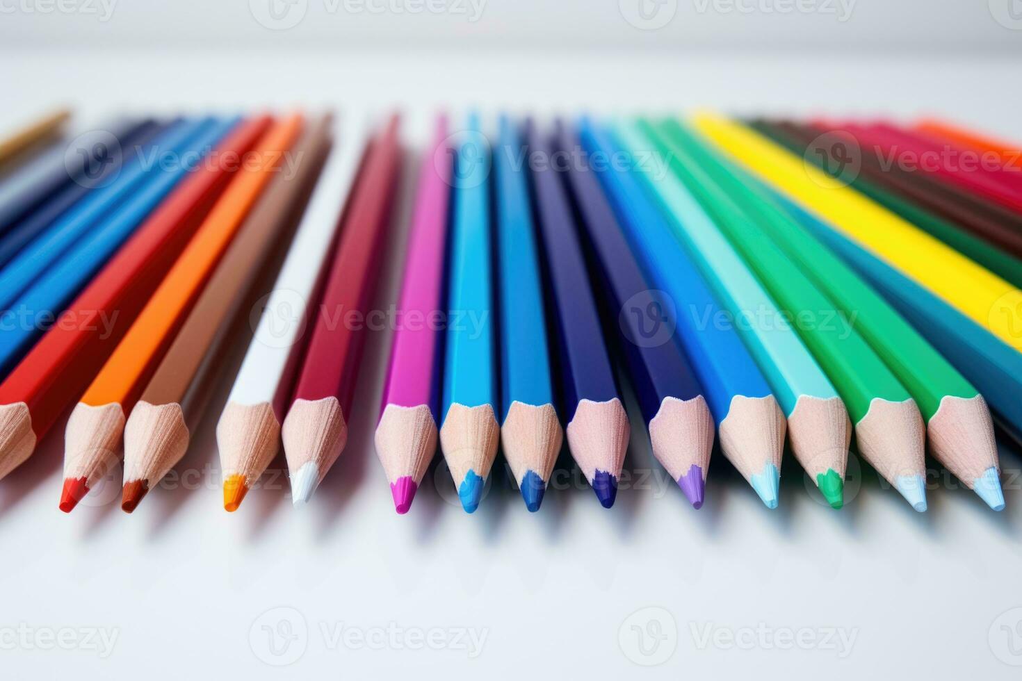 Colored pencils on a white background. AI-Generated photo