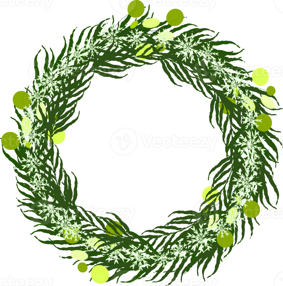 Winter wreath with snowfall frame border png