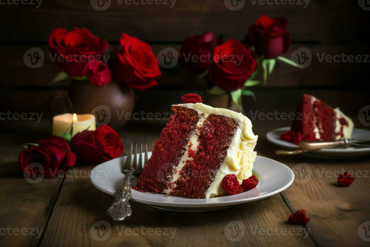 Red velvet cake. Generate ai photo