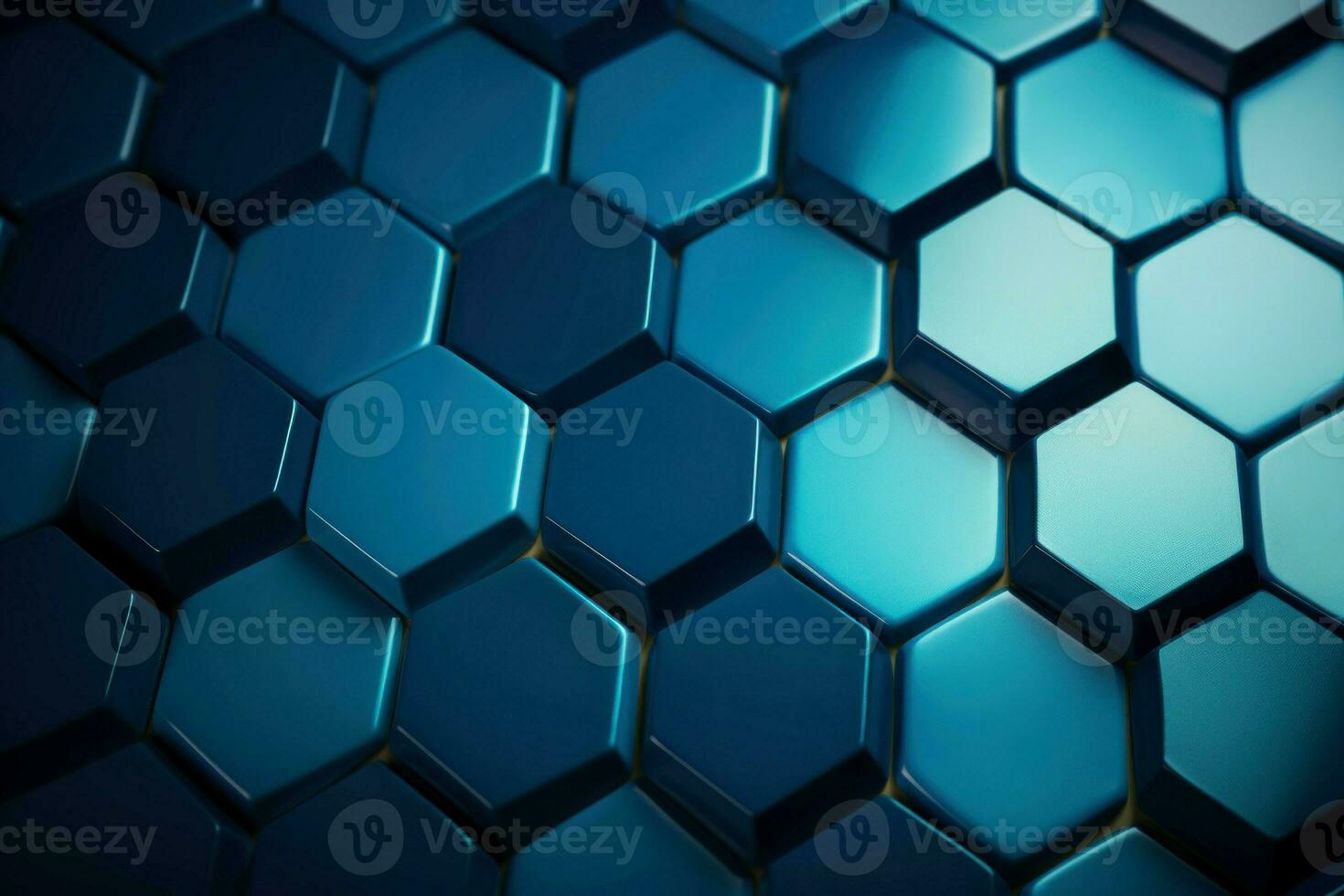 Symmetrical Blue hexagon. Generate Ai photo