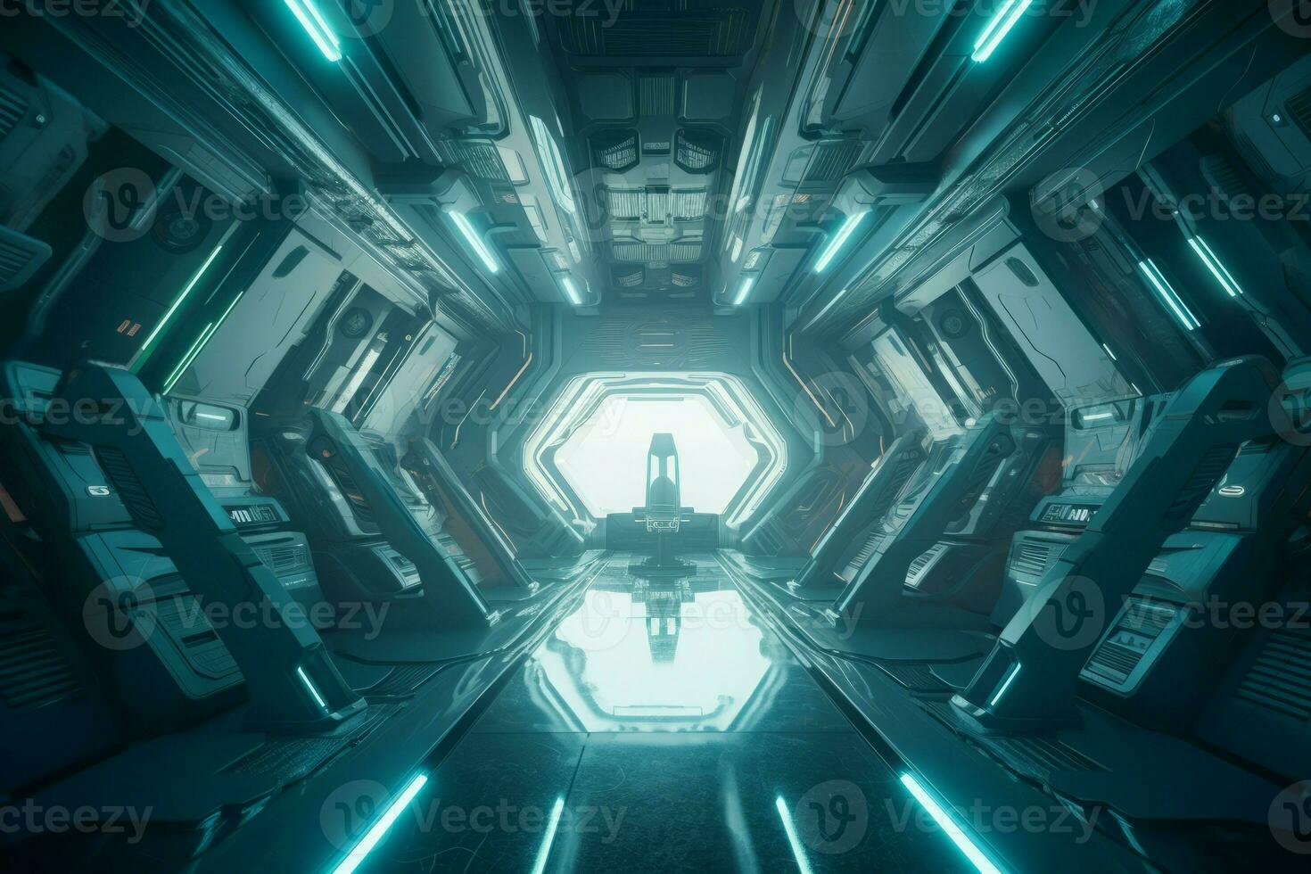 Interior spaceship futuristic. Generate ai photo