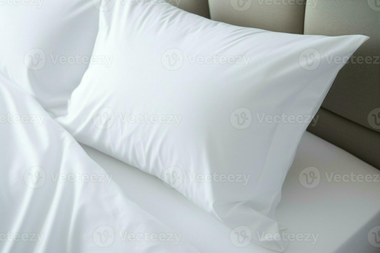 Spacious Bed maid up pillows room. Generate Ai photo