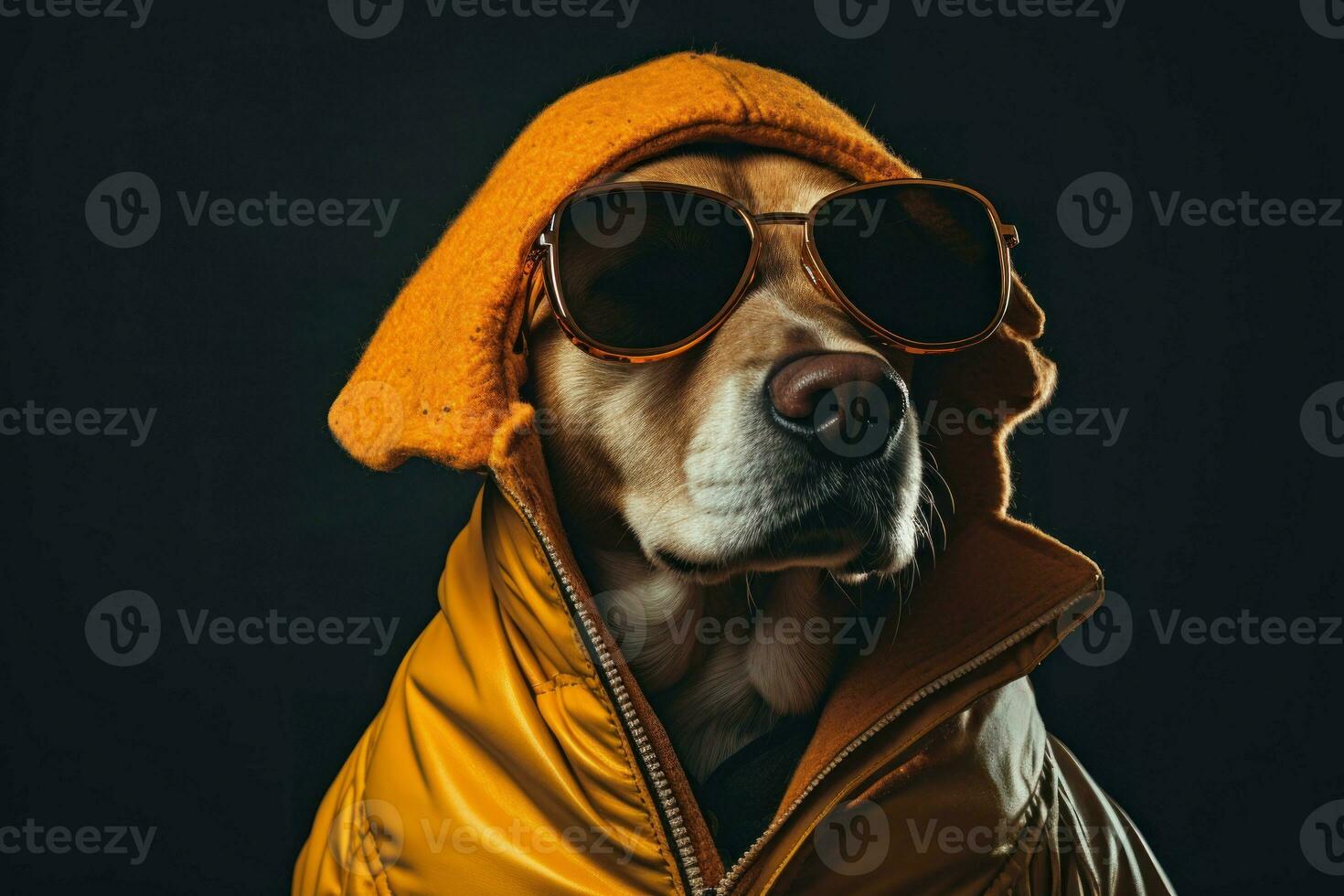 Charming Beagle wearing glasses. Generate Ai photo