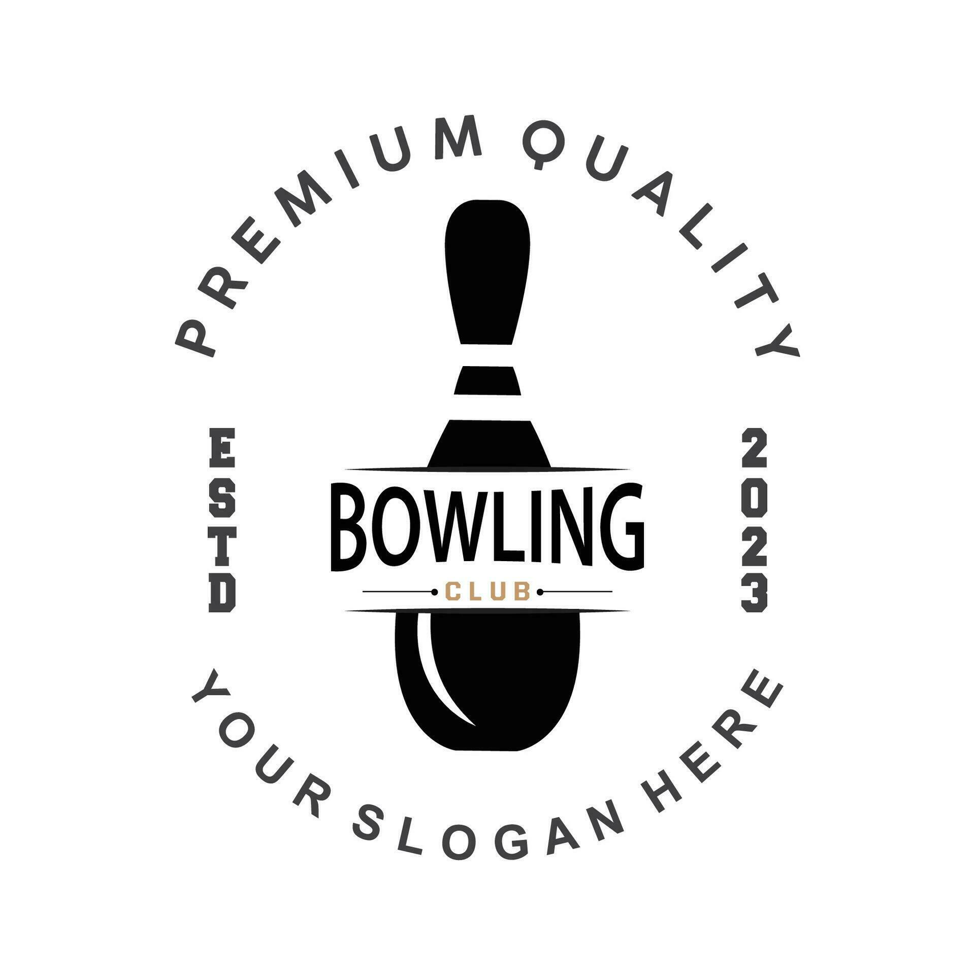 Bowling Sports Club Logo, Bowling Ball And Pin Design Vector Tournament Templet Illustration