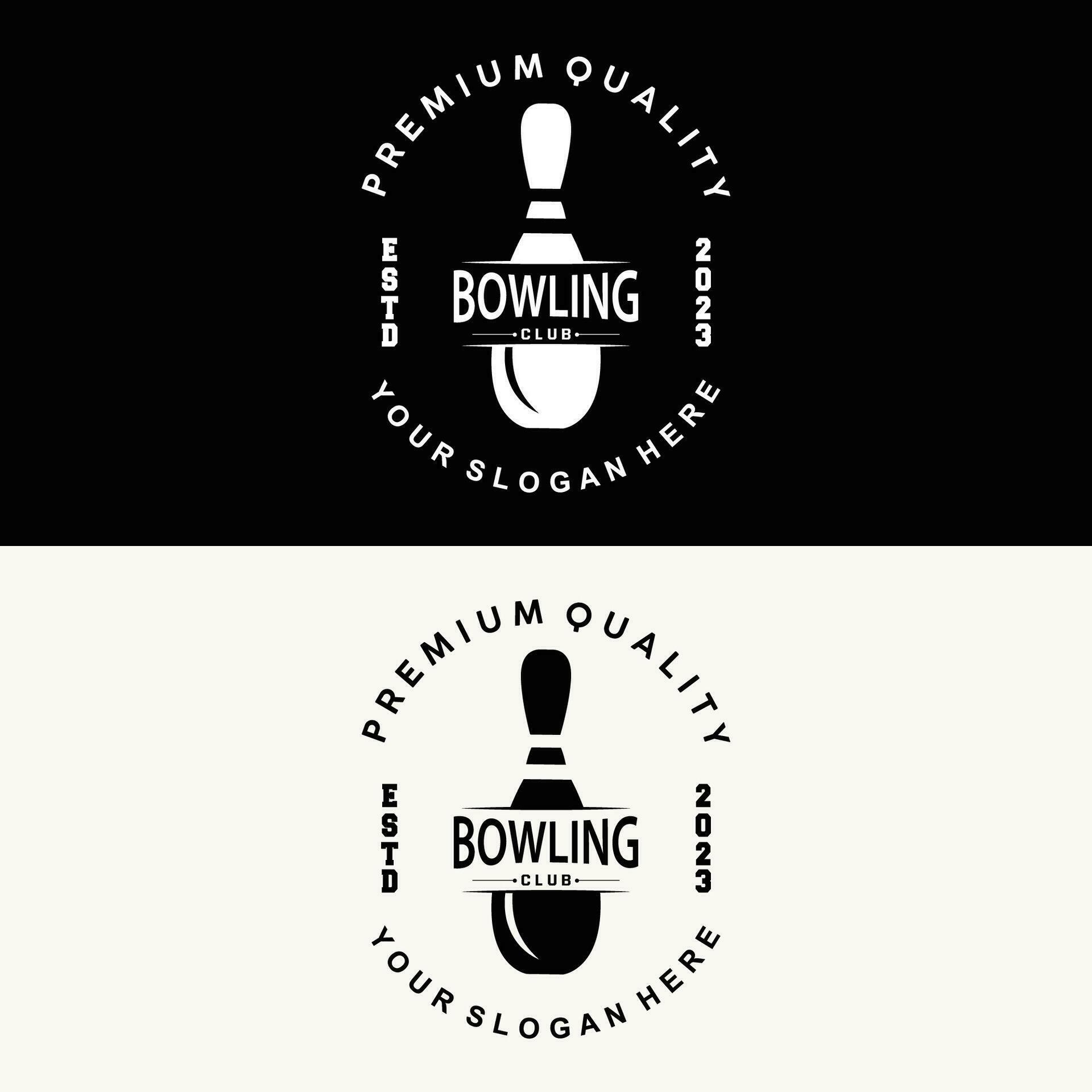 Bowling Sports Club Logo, Bowling Ball And Pin Design Vector Tournament Templet Illustration