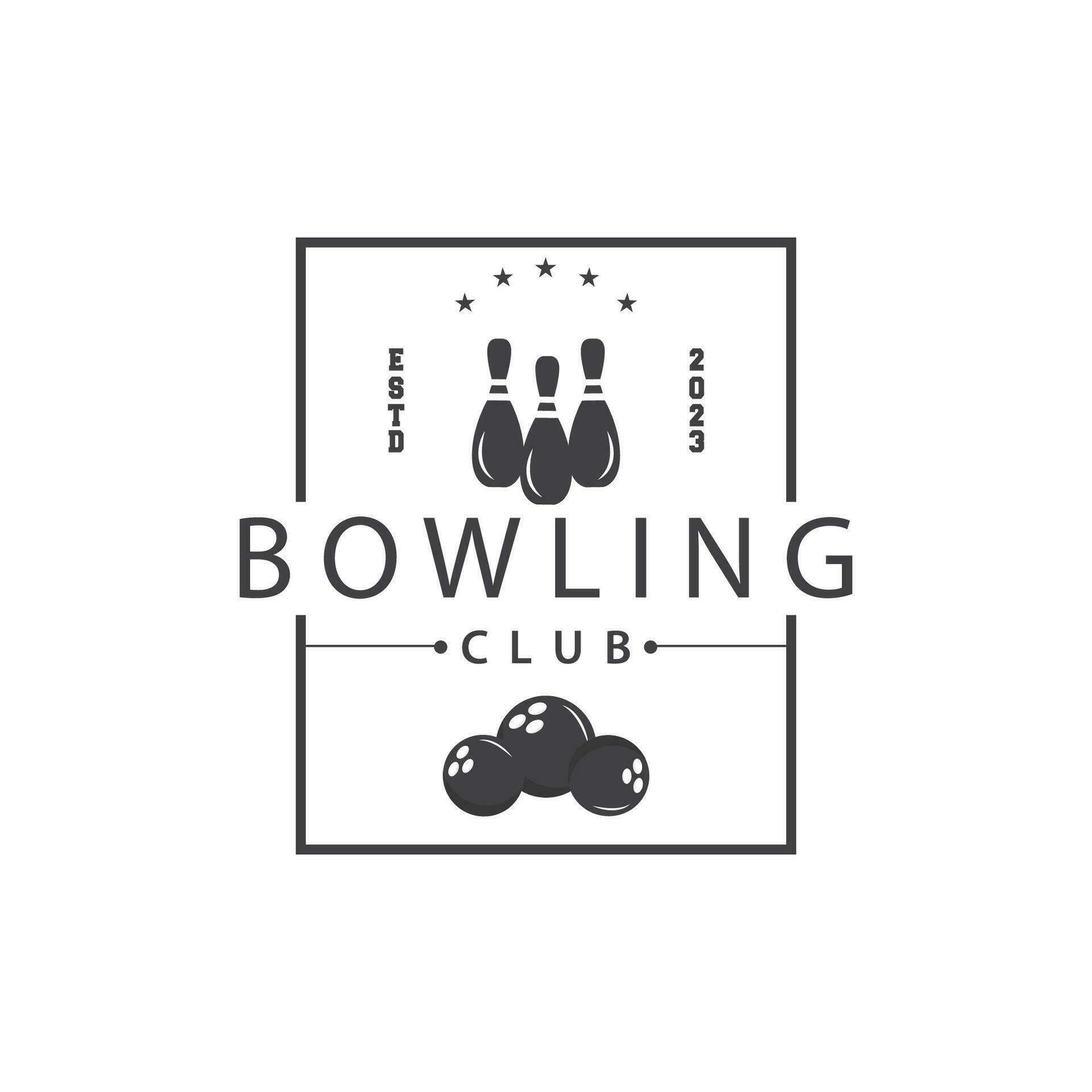 Bowling Sports Club Logo, Bowling Ball And Pin Design Vector Tournament