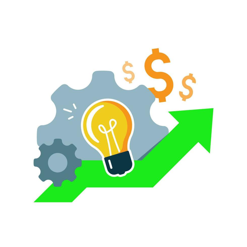 great idea business growth strategy concept illustration flat design vector. simple, modern graphic for landing page ui, infographic, icon vector