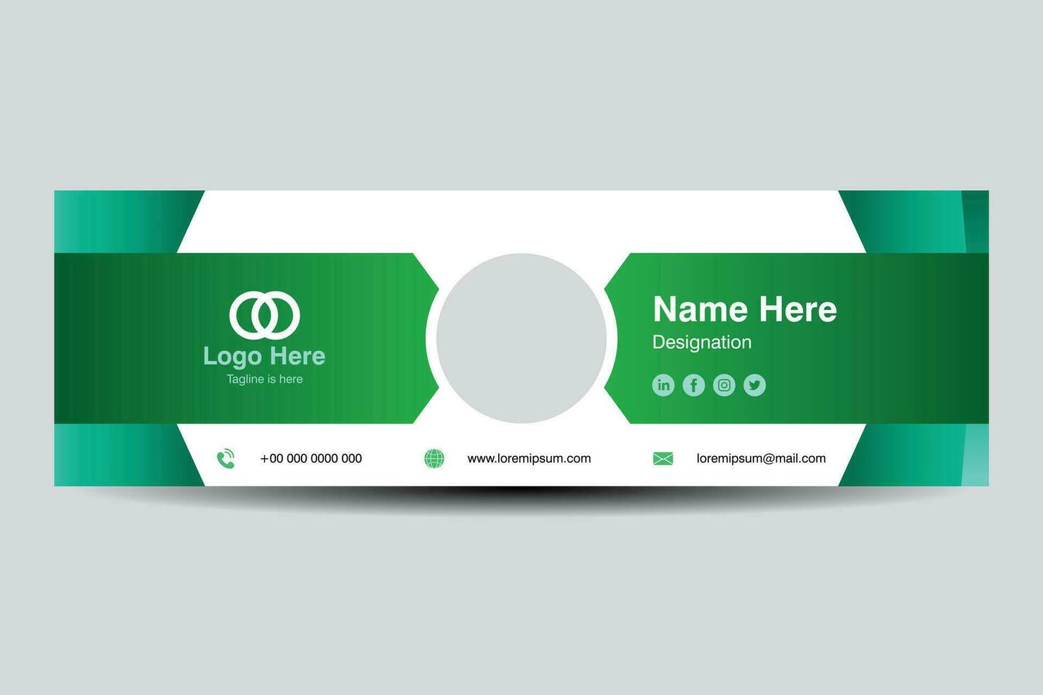 e signature design template. Green color. Editable vector illustration