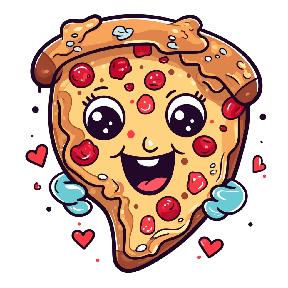 Kawaii Style Pizza Slice Clipart - Generative Ai png