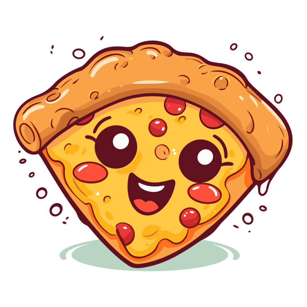 Kawaii Style Pizza Slice Clipart - Generative Ai png