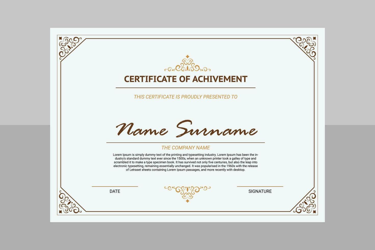 Certificate template. Elegant vector element for diploma, certificate, voucher