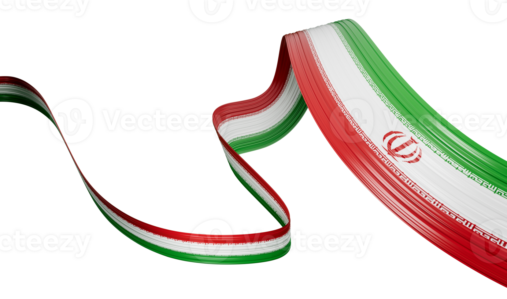 Waving ribbon with Flag of Iran, Independence day banner. 3d illustration png