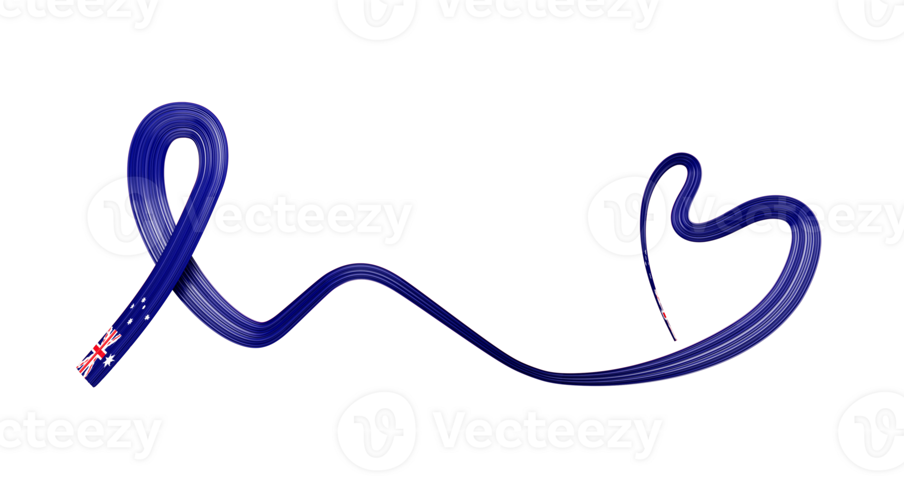 Australian flag heart shaped ribbon 3d illustration png