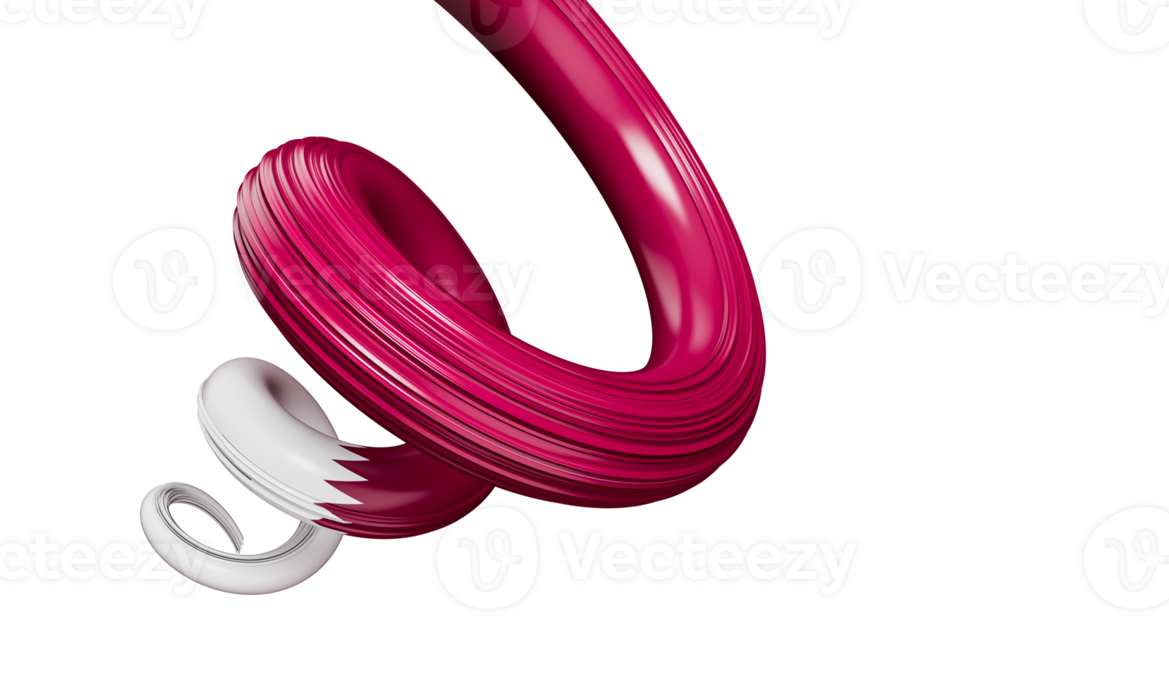 Waving ribbon flag of Qatar. Template for independence day 3d illustration png
