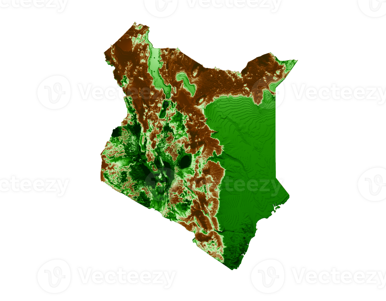 Kenya Topographic Map 3d realistic map Color 3d illustration png