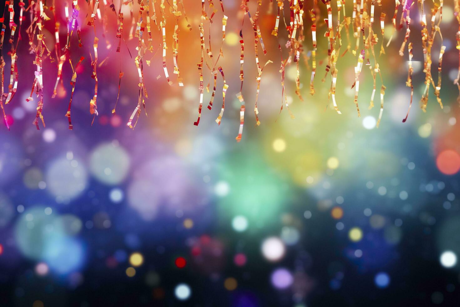 Abstract background with bokeh defocused lights and stars. Festive background. photo