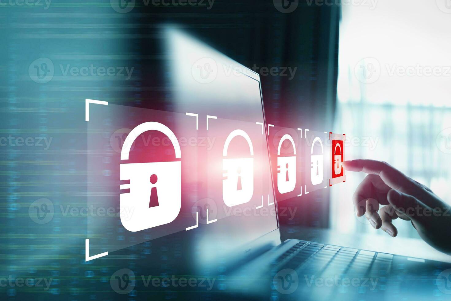 Design security system for office data protection by Programmer checks system Safe on digital network. concept of mechanism to protect data from cyberattacks and user's private encryption photo