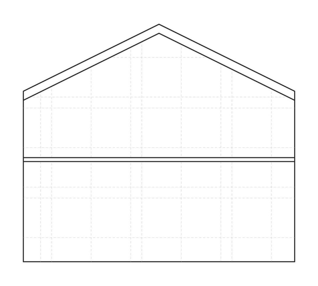 Blueprint house frame black and white 2D line cartoon object. New home framework isolated vector outline item. Reconstruction. Residential construction site monochromatic flat spot illustration