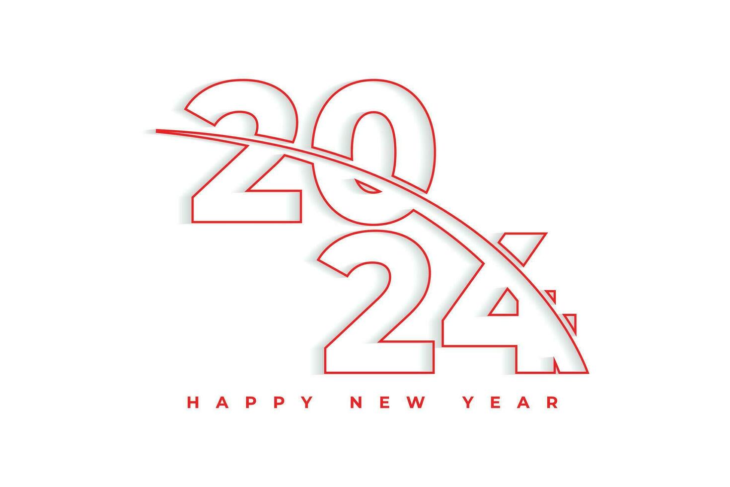 Happy new year 2024 outline typography text logo design vector