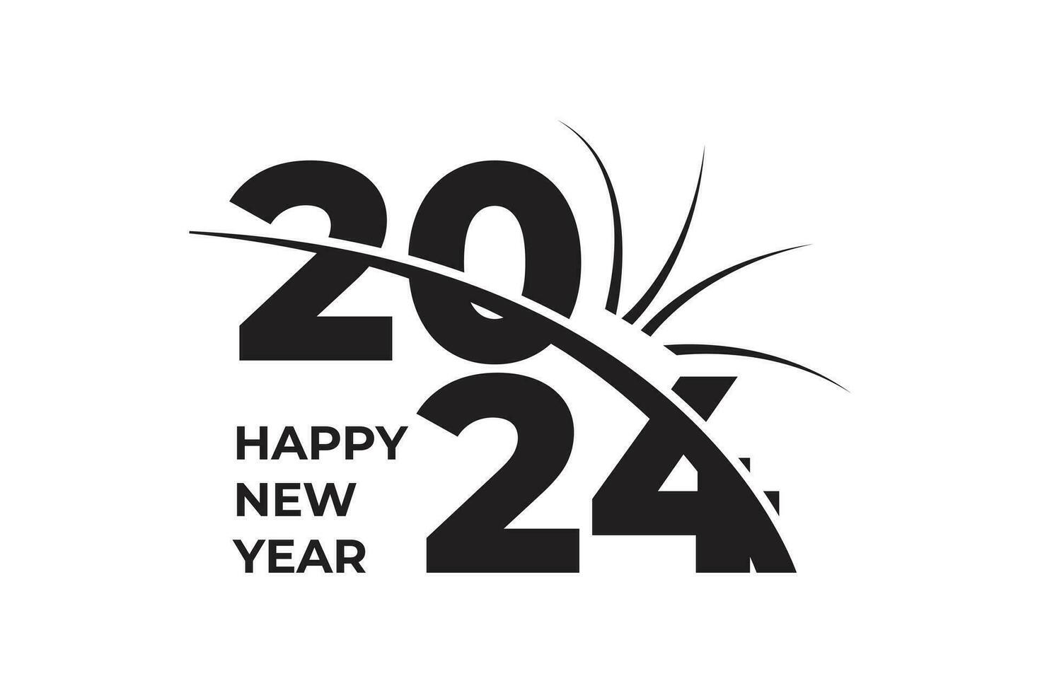 Happy new year 2024 black typography text logo design vector