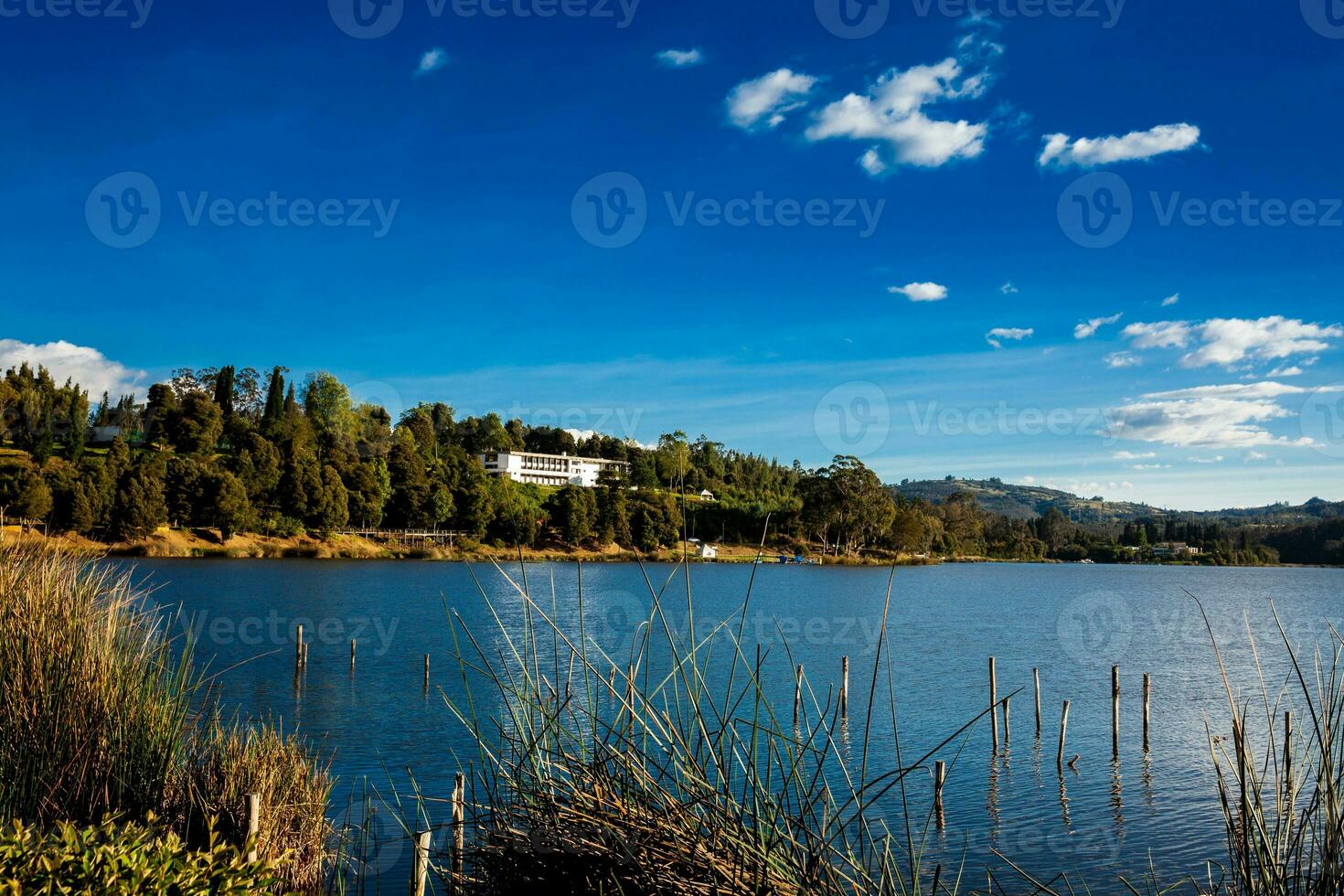 Sochagota artificial lake built in 1956 to provide tourism potential for the municipality of Paipa, in the department of Boyaca, northeastern Colombia. photo