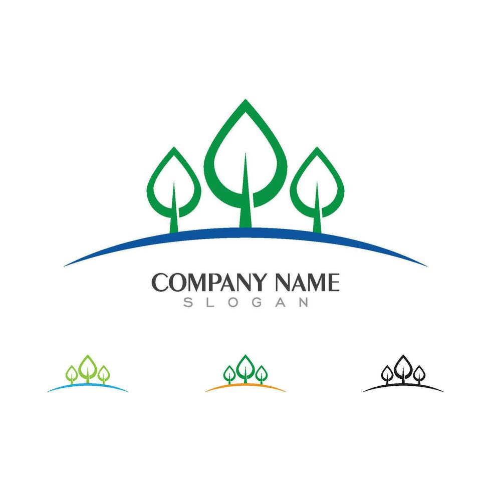Logos of green Tree leaf ecology vector