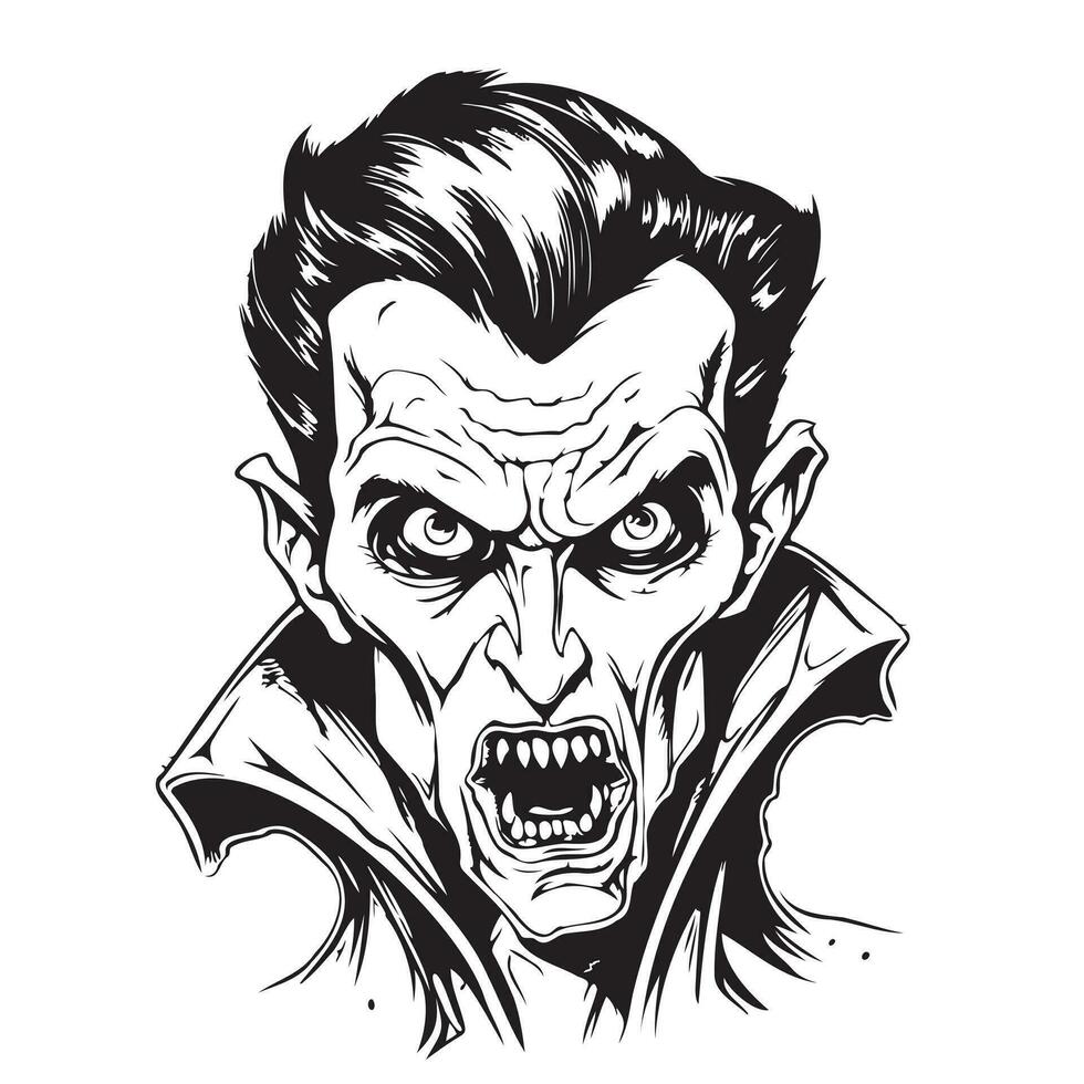 vampiro cabeza dibujos animados bosquejo mano dibujado Víspera de Todos los Santos vector ilustración