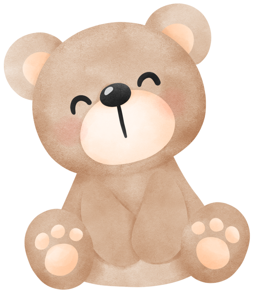 Cute teddy bear watercolor illustration png