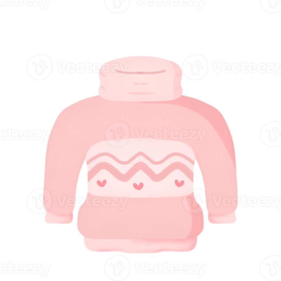 cute pink sweater, winter fashion, winter clothing illustration png