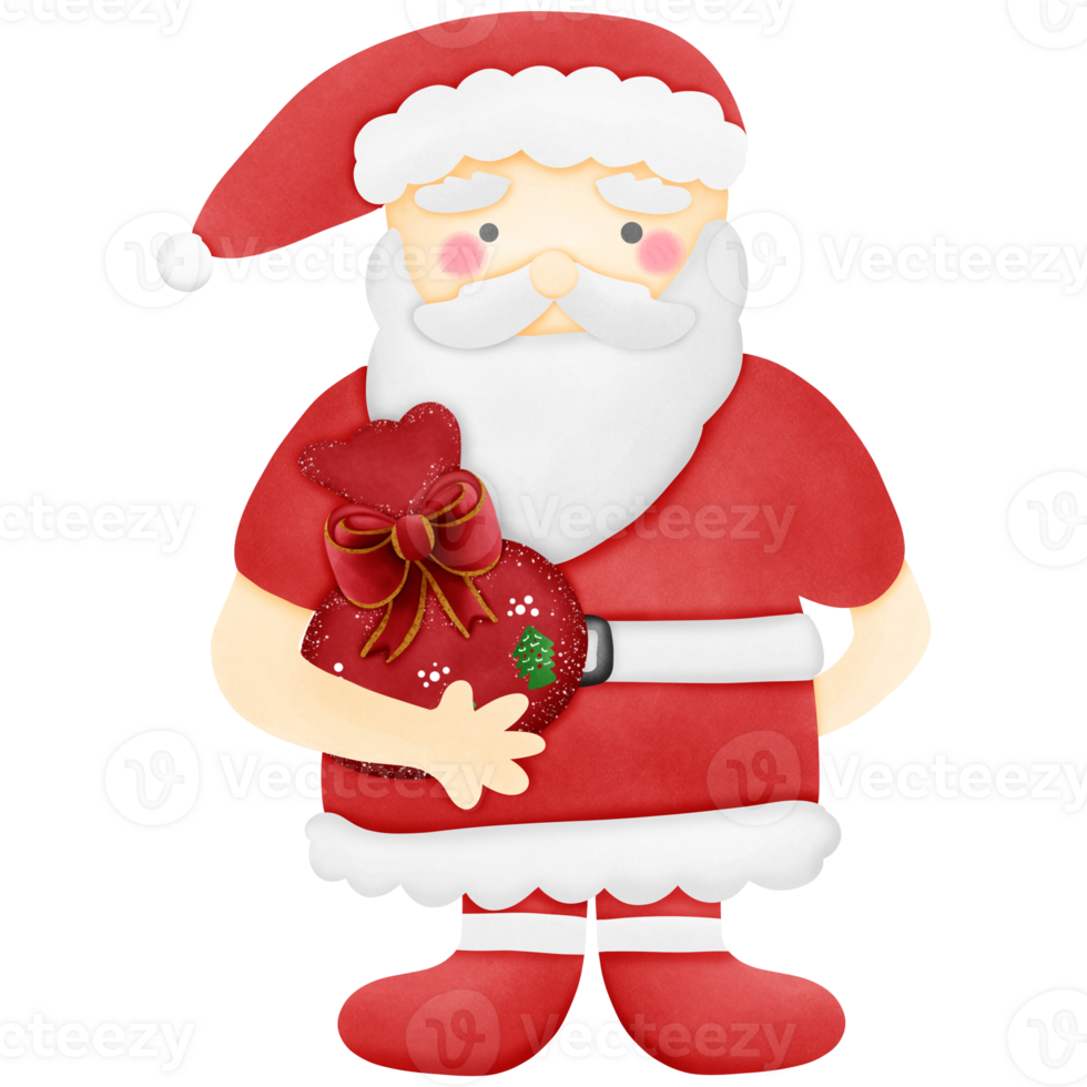 santa claus with gift isolated on transparent background png