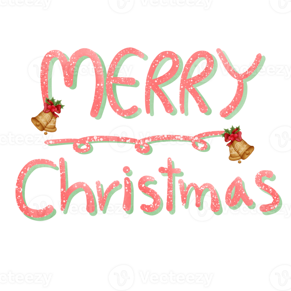 merry christmas lettering with bell isolated on transparent background png