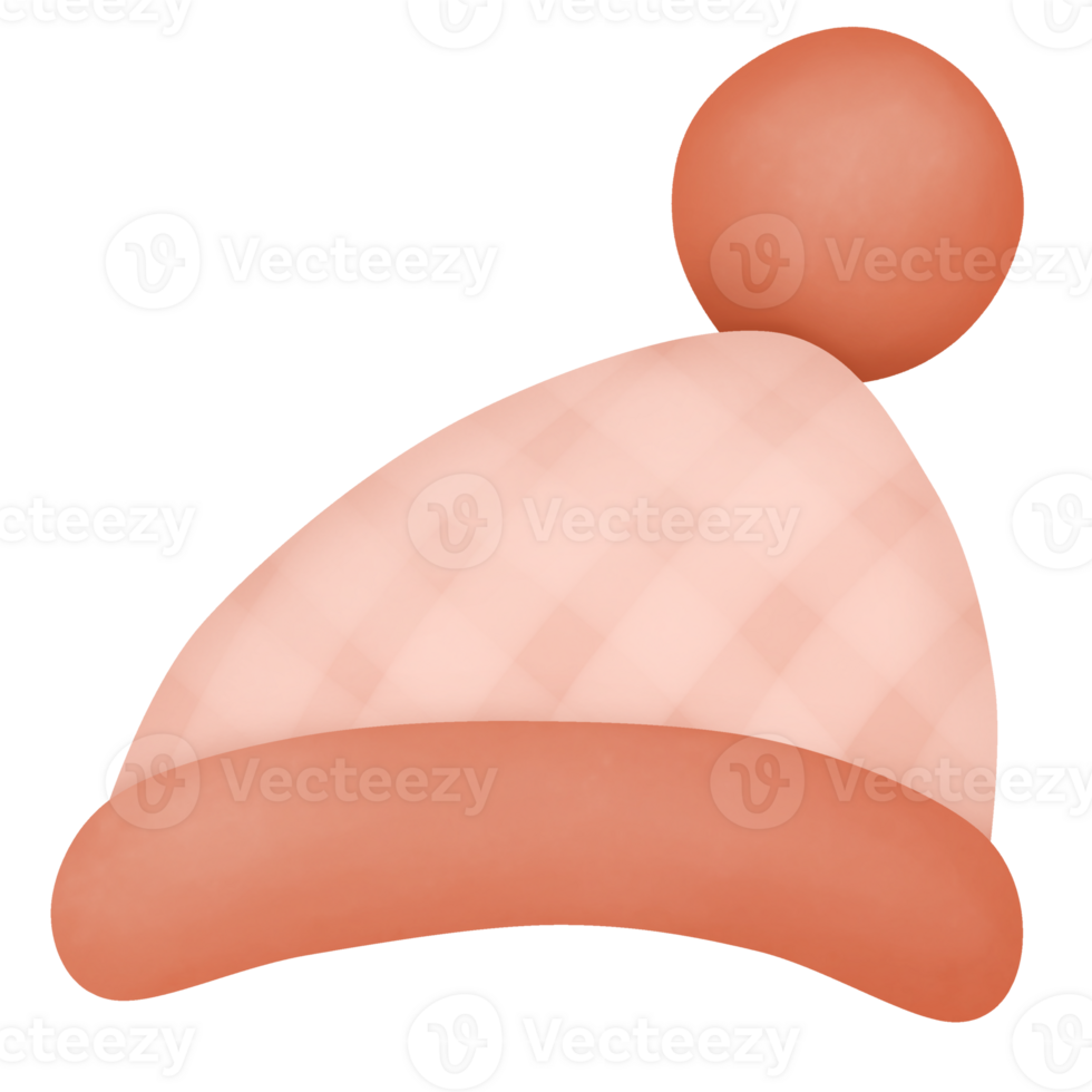 Cartoon drawing of a cute winter wool hat, hand drawn illustration. png