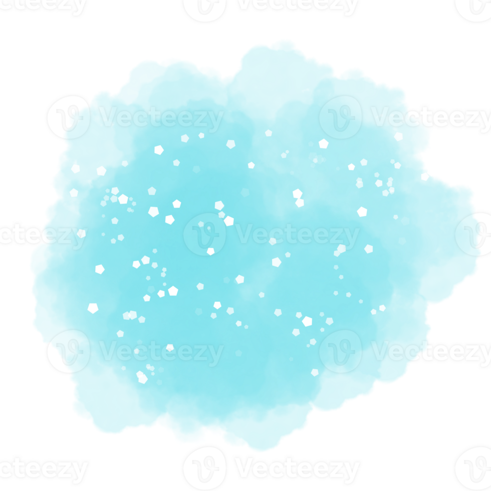 Blue watercolor image with sparkles scattered in a circular shape. png