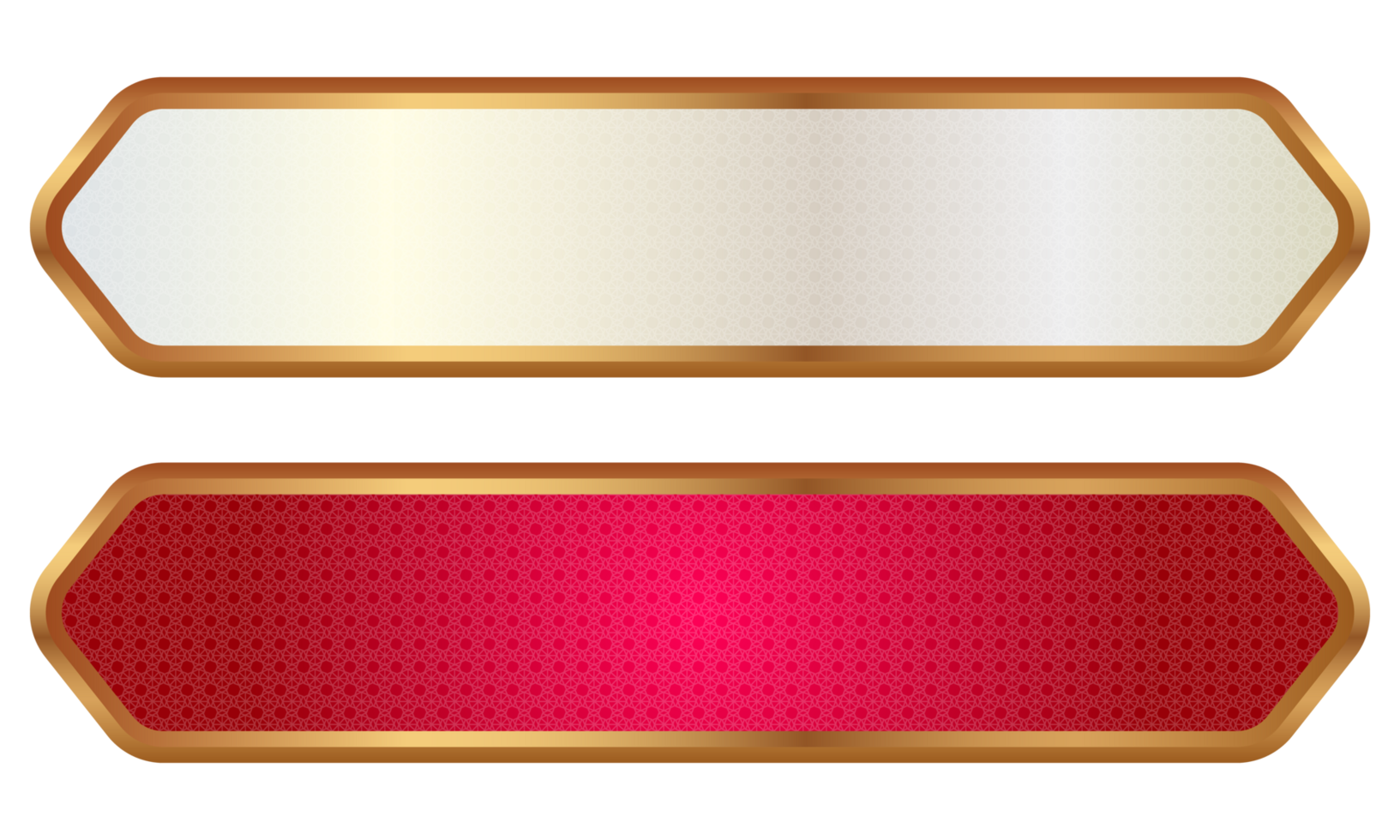 Luxury white golden set arabic islamic banner title frame text box in transparent background png