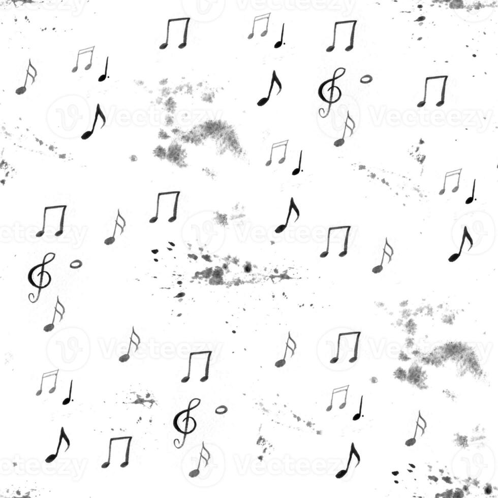 watercolor black and white artistic music background - seamless pattern photo