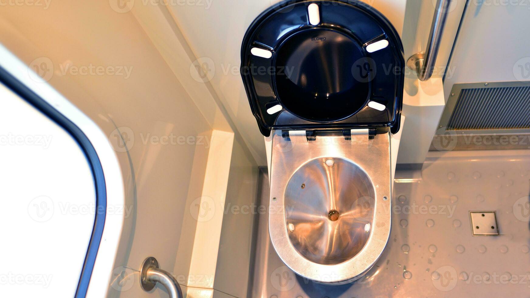 Empty toilet on the train. photo