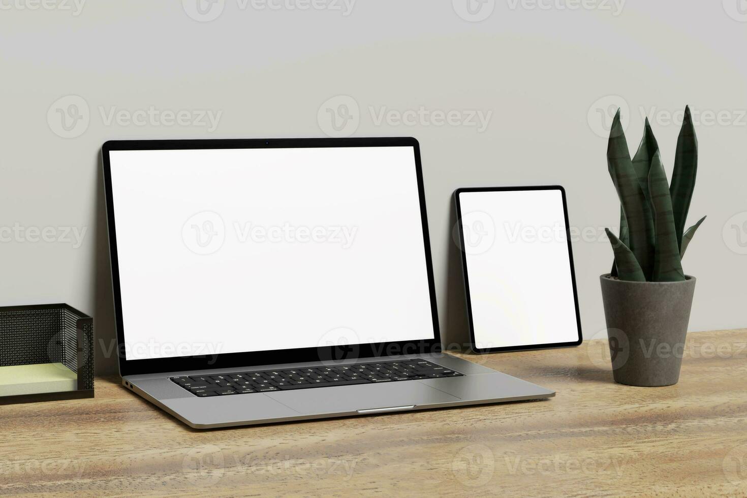 Laptop with Tablet Mockup photo