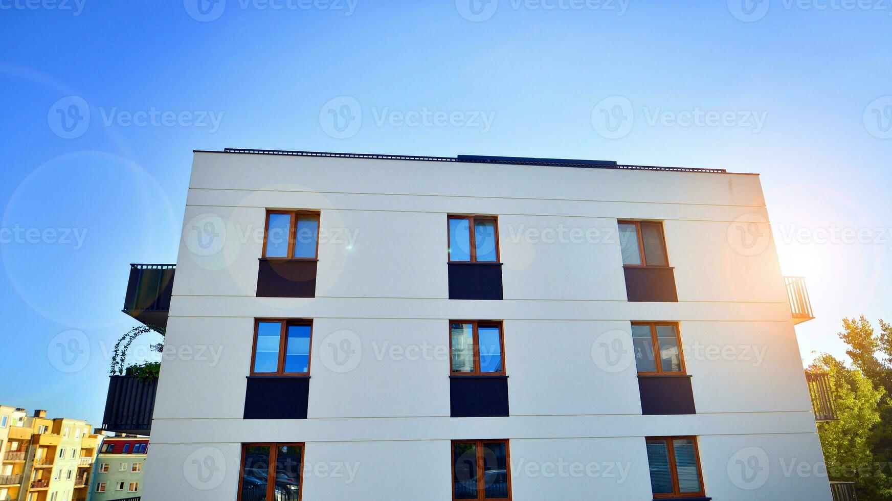 Modern apartment building in a residential building photo