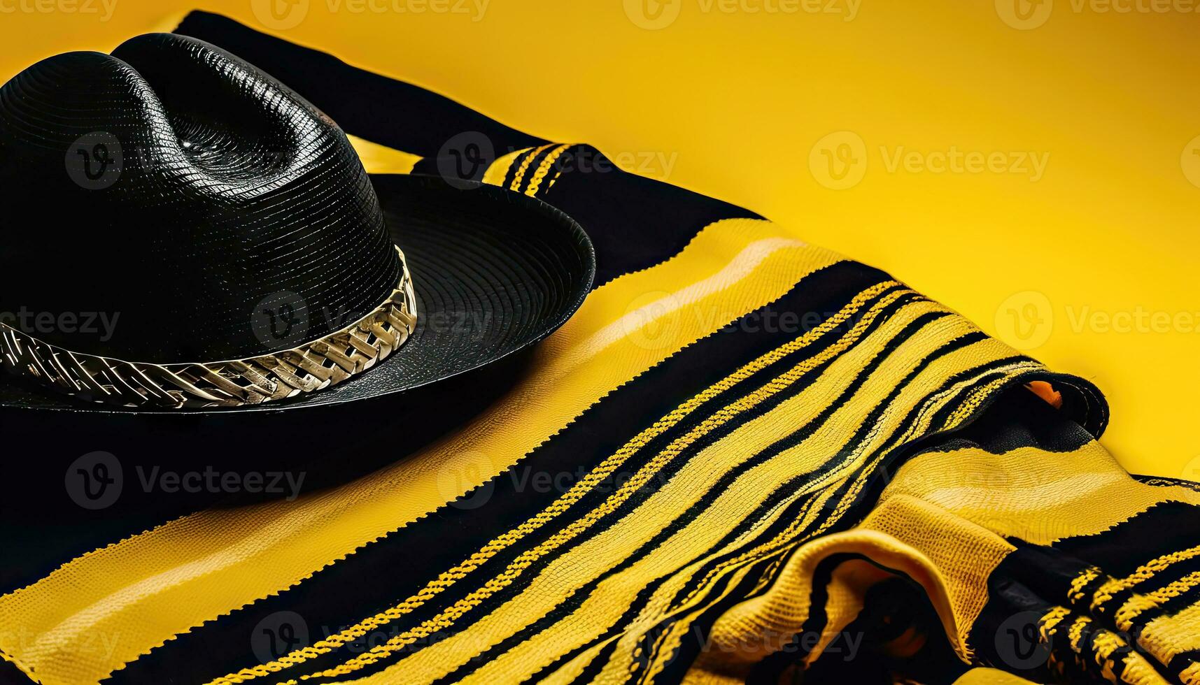 Cultural Elegance - Traditional Mexican Sombrero Hat and Poncho - Generative AI photo