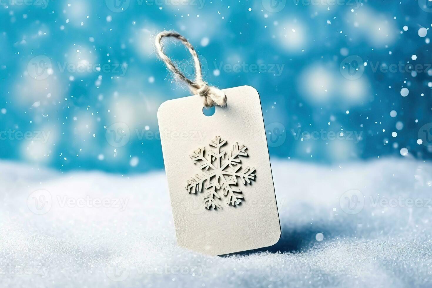 Winter Holiday Marketing Tag with Snowflakes for Promotions and Discounts - Generative AI photo